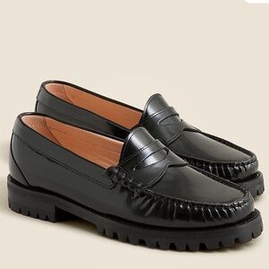 J.Crew Winona Lug Sole Penny Loafers in Spazzolato Leather
